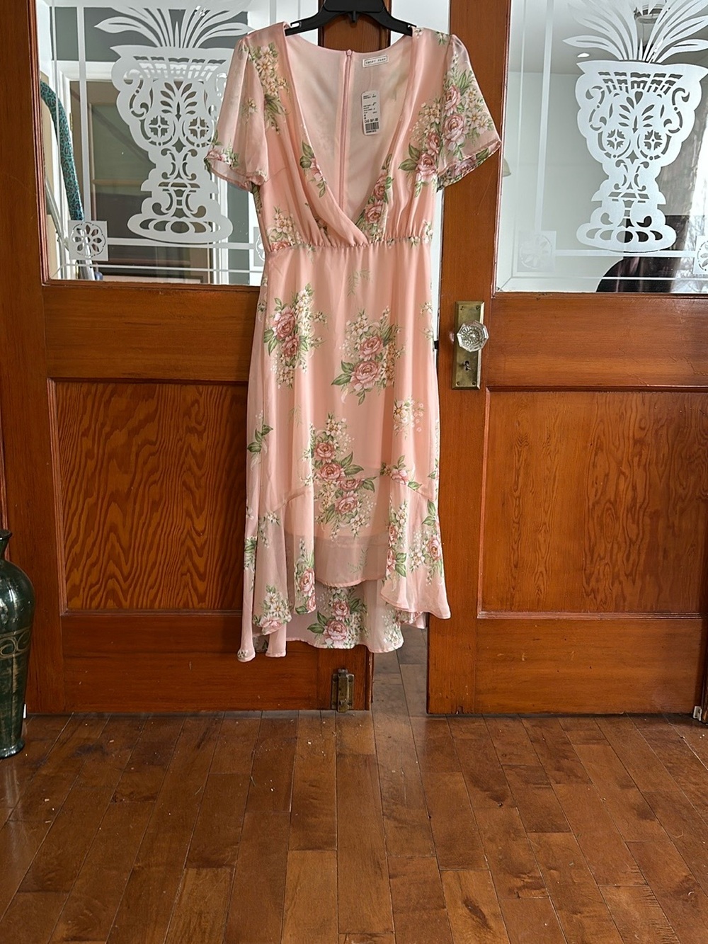 emory park Pink Floral High-Low Wrap Dress